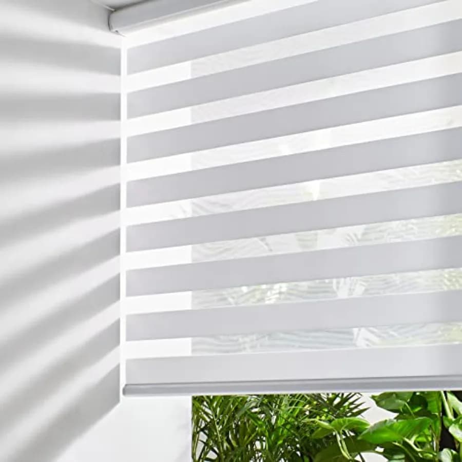 Tende a Rullo Zebra Senza Fili per Finestre, Tende Avvolgibili Free-Stop 23" L x 64" A, Doppio Strato per Controllo Luce Giorno e Notte