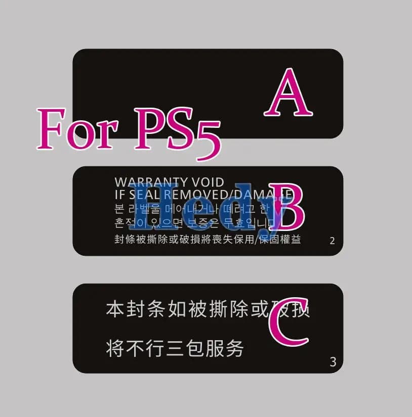 Accessori per adesivi per decalcomanie per etichette per host di gioco da 3 pezzi per controller console PS5 Adesivi per etichette sigillanti in cartone per imballaggio a conchiglia