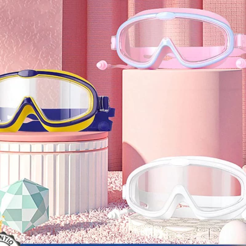 Kids swimming glasses with big frame with earplugs Swimming glasses for kids Boys Girls Pool Beach glasses Swimming glasses
