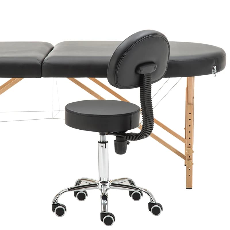 Sgabello da sella Sedia da bar Sedile per letto da massaggio Altezza regolabile Base in metallo Poggiapiedi Cuscino in PU Design ergonomico Forte carico Durevole