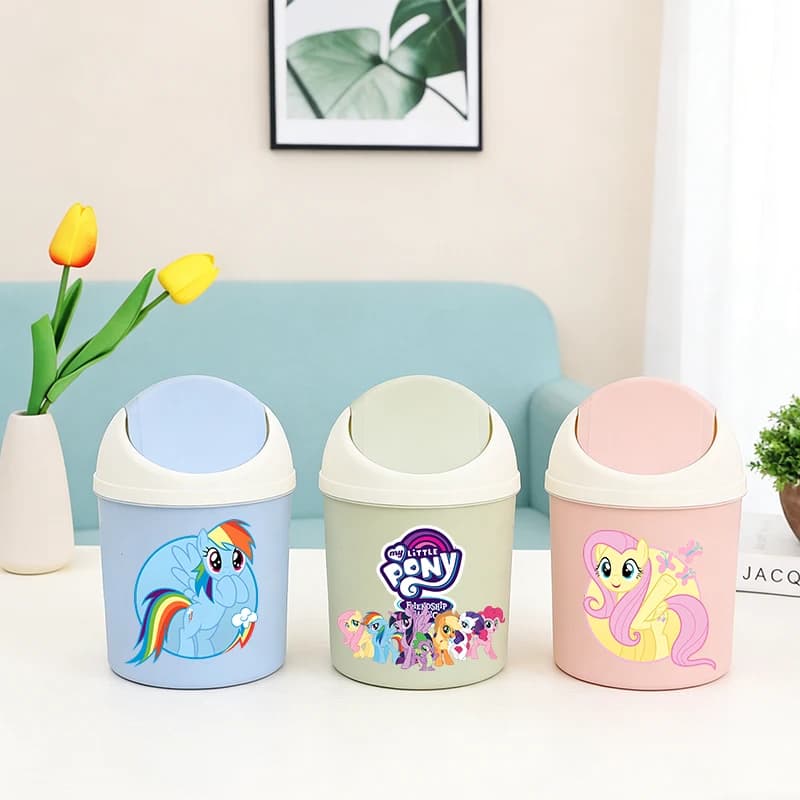 Mini Cestino da Scrivania My Little Pony, Piccolo Contenitore per Rifiuti a Forma di Tubo, Cestino per Camera da Letto, Contenitore per Spazzatura, Scatola per Organizzazione Spazi, Regalo per la Casa