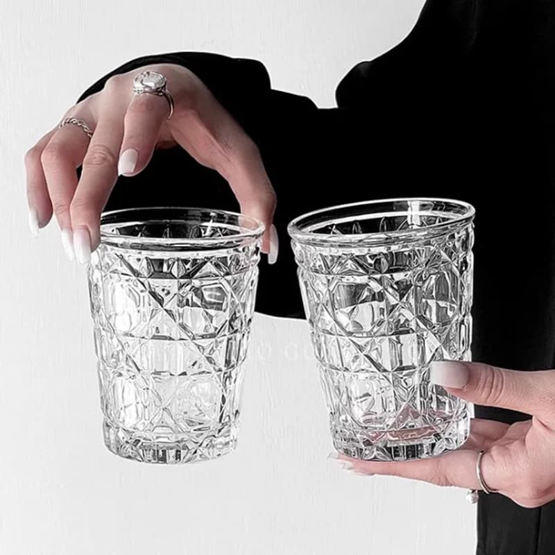 2 pz 310ml Vintage Diamond Patterned Western bicchiere da vino bevanda fredda acqua tazze da caffè whisky domestico birra Brandy tazze da liquore