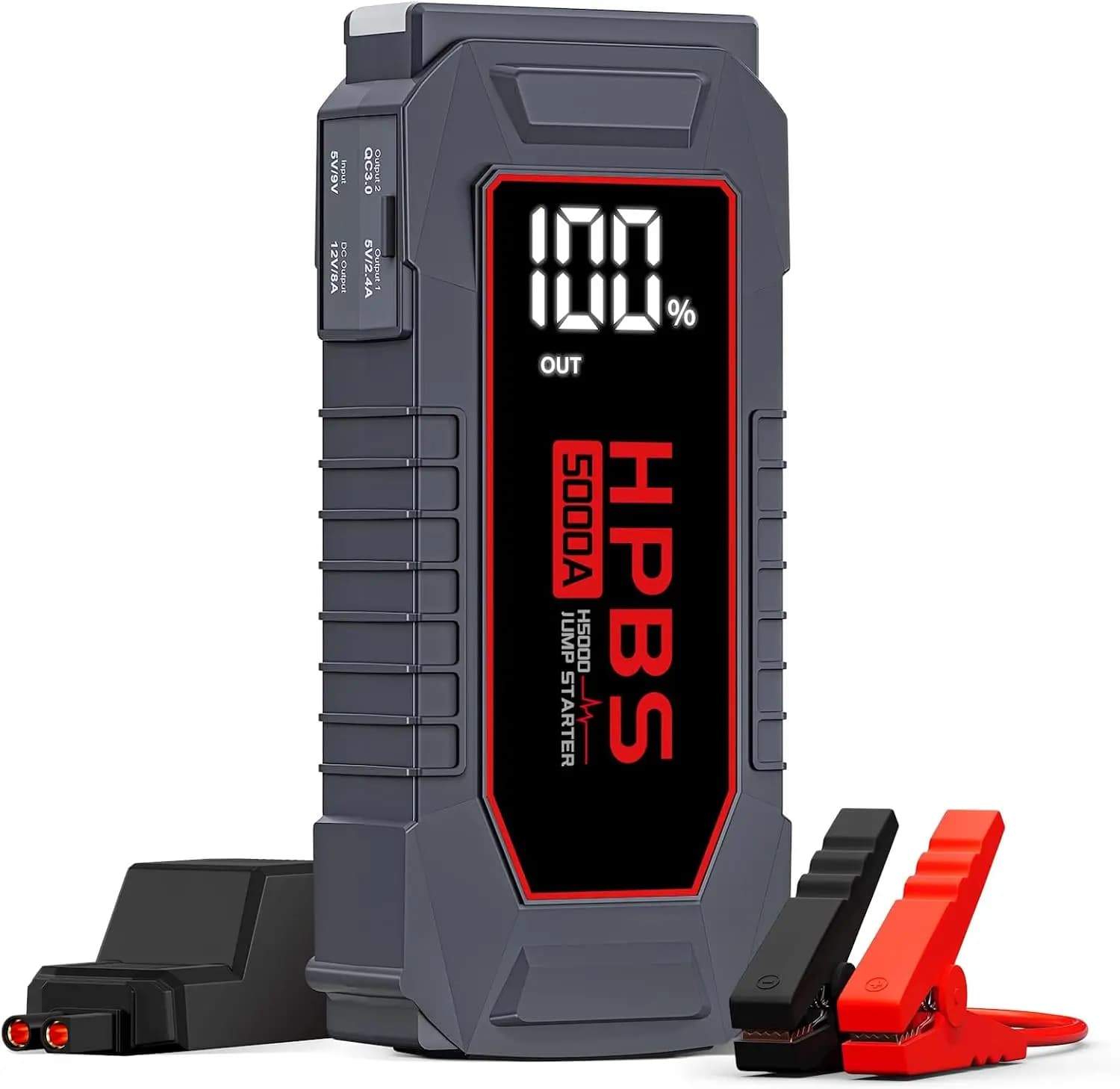 Avviatore di Emergenza 5000A per Tutti i Motori a Benzina e Diesel 10L, Portatile 12V con Display LCD