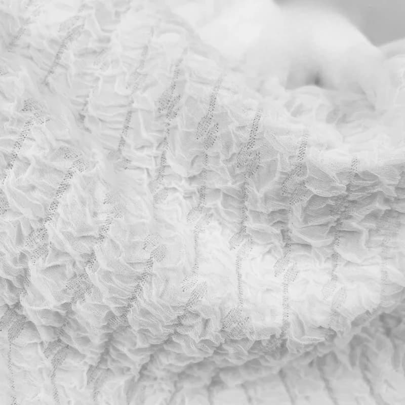 Tessuto in Rete Bianco con Texture Increspata per Fai-da-Te, Base per T-shirt, Abiti, Gonne, Cucito, Moda, Abbigliamento