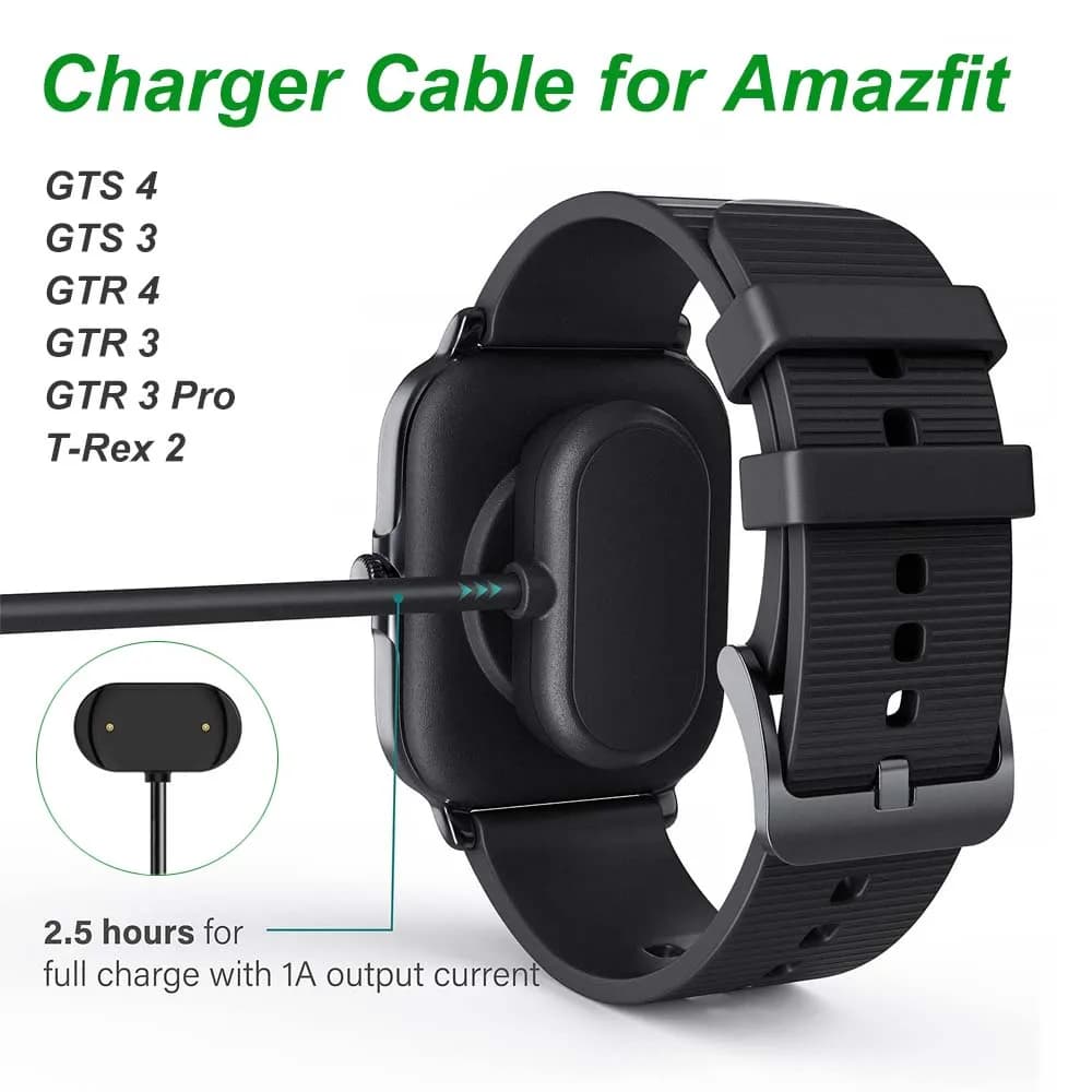 Caricabatterie per Amazfit GTR 4/GTR 3/GTR 3 Pro/GTS 4/GTS 3/T-Rex 2 Cavo di ricarica sostitutivo Accessori per smartwatch (USB)