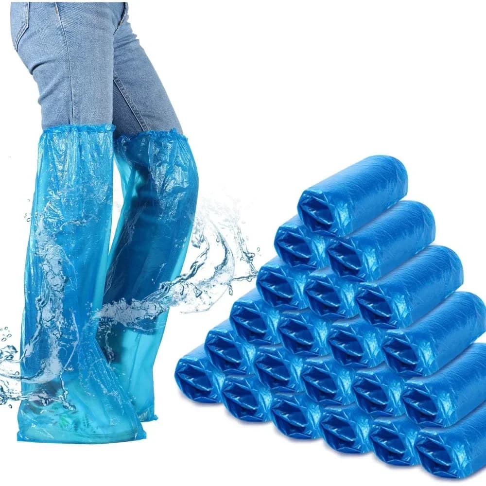 SATINIOR 40 Pieces/20 Paia Copristivali Usa e Getta Copriscarpe Lunghi Waterproof Plastic Copriscarpe Above Ginocchio for Men Women