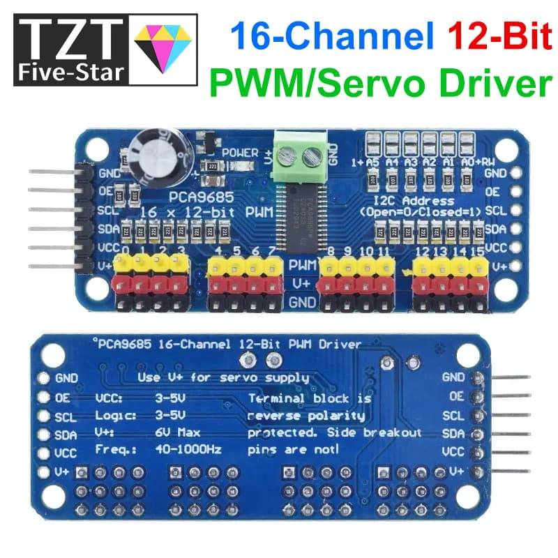 TZT 1/3PCS 16 Canali 12 bit PWM/Servo Driver - Interfaccia I2C - PCA9685 per Arduino Raspberry Pi Modulo Servo Shield FAI DA TE