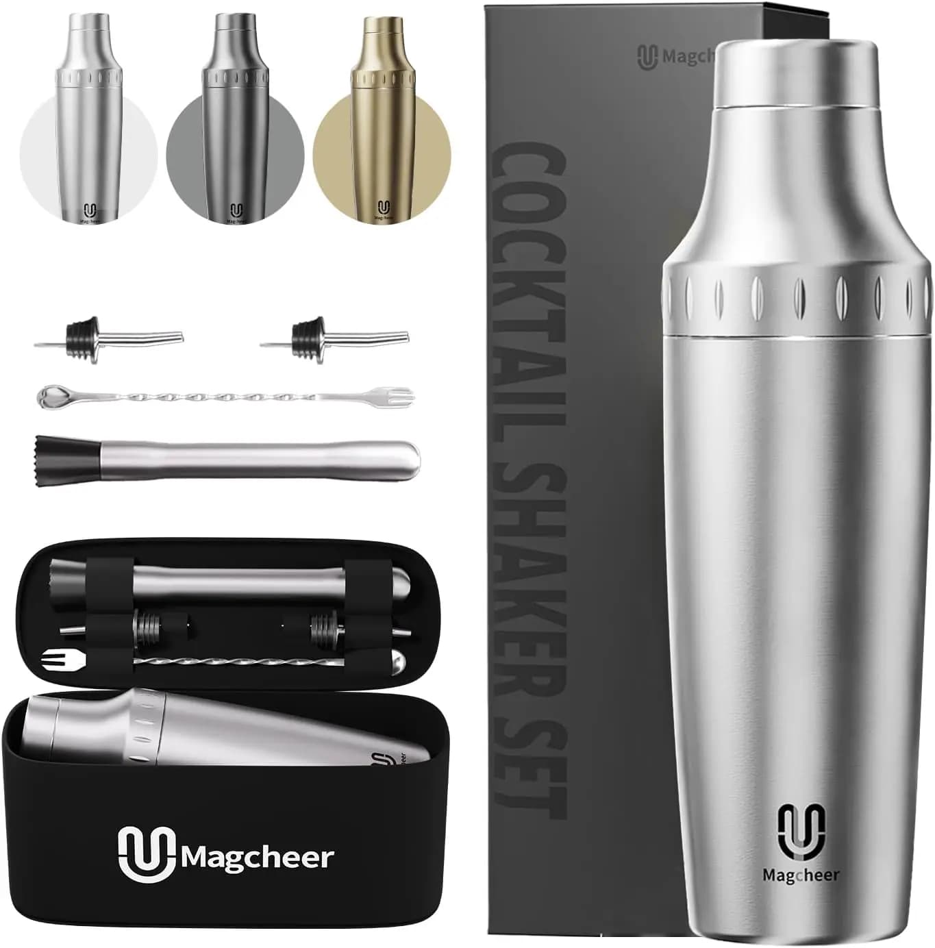 Set Shaker per Cocktail Ibrido, Shaker per Martini in Acciaio Inox con Isolamento Sottovuoto, con Colino e Coperchio Dosatore, 30oz per Viaggio