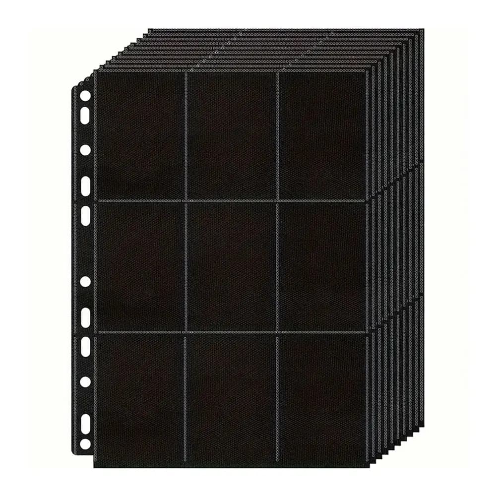 Pack of 10 collectible cards A4 black 9 pockets wallet for collectable cards-double face side pockets for gaming cards 180
