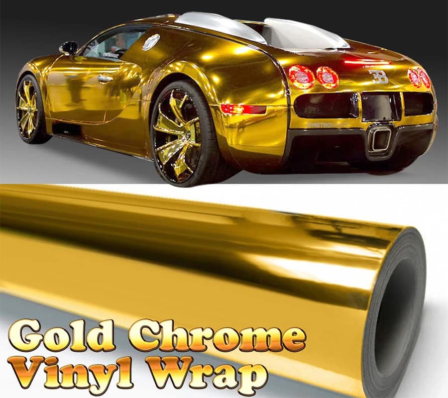 30cm 12" Gold Golden Chrome Mirror Car Wrap Vinyl Covering Film Sticker Decal Roll Sheet with Air Bubble Free 150cm 300cm