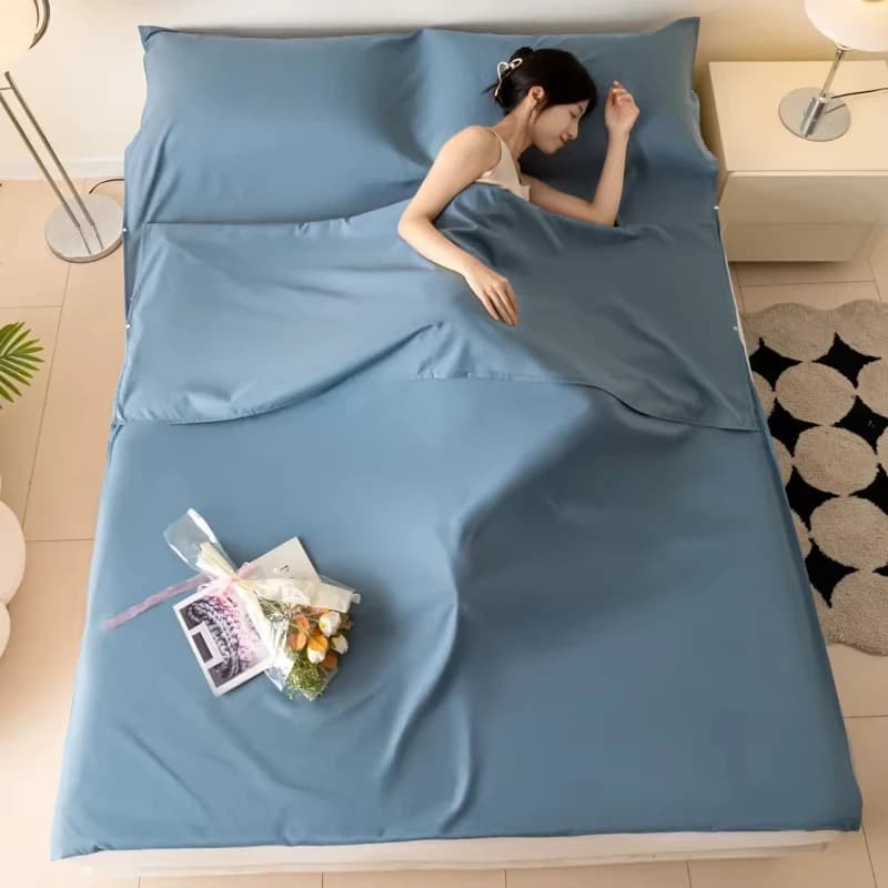 Sacco a pelo leggero in cotone per campeggio, viaggi estivi, portatile, antimacchia, set completo di lenzuola per hotel e attività all'aperto