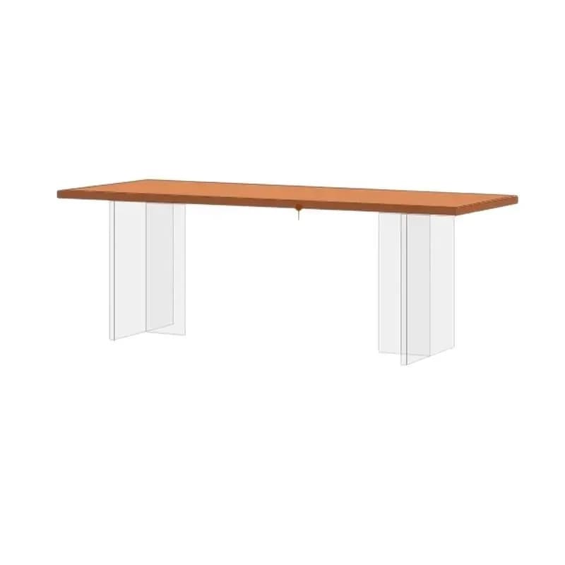 Acrylic Floating Dining Table Japanese Cherry Wood Cream Style Nordic Rectangular Solid Wood Large Board, Desk Worktop