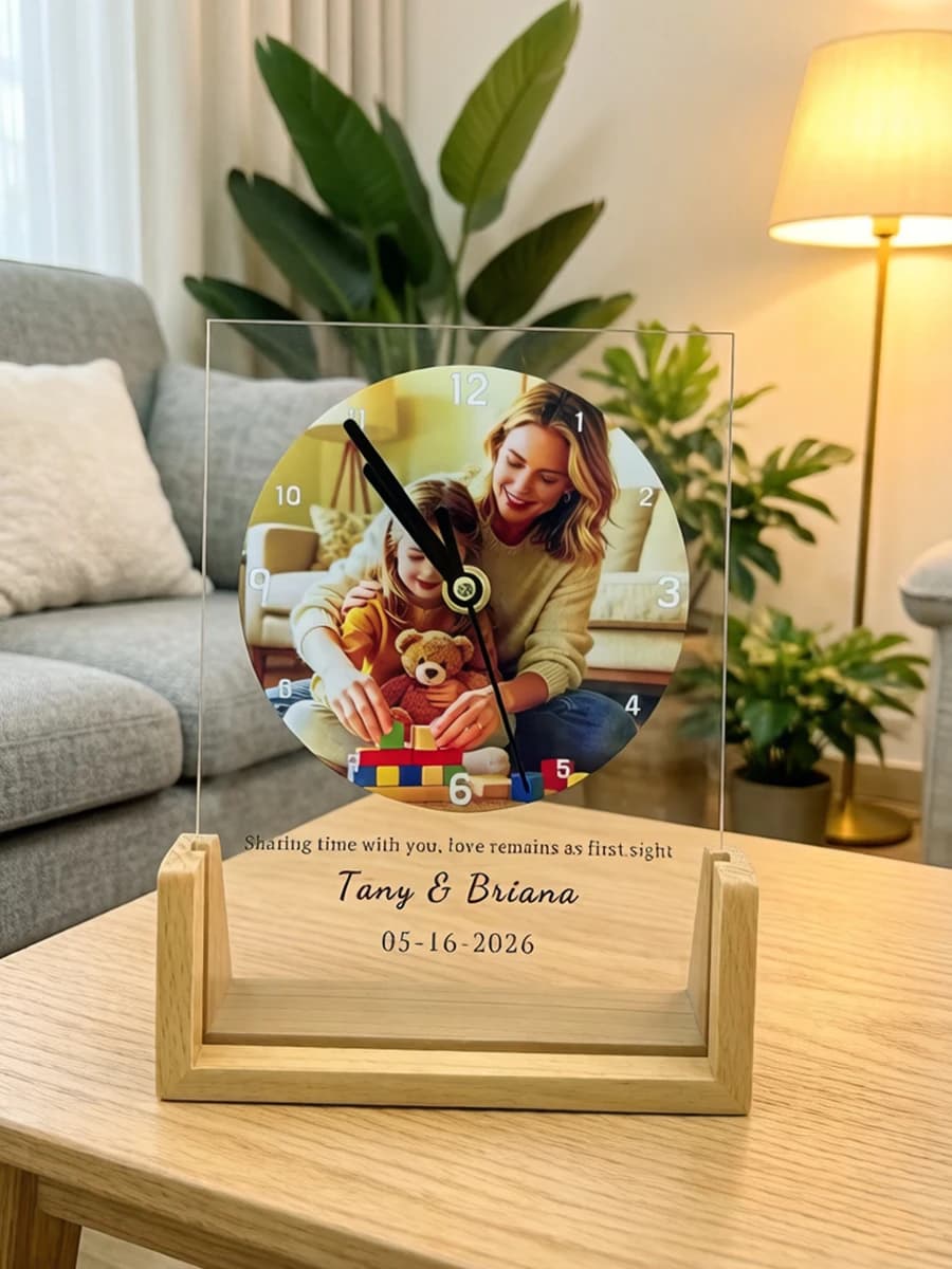 Orologio Personalizzato con Foto - Decorazione Unica Fai-da-Te per Casa, Orologio da Parete o da Scrivania con Testo e Immagine, Regalo Ideale per Anniversari Familiari