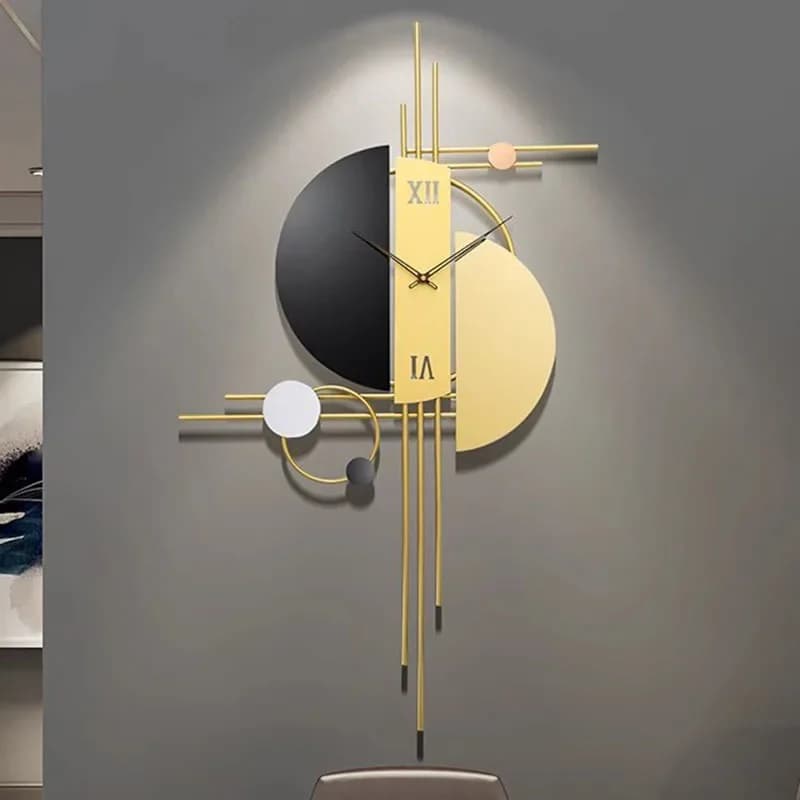 ​ Orologio da galleria minimalista in metallo, patina, finitura bronzo, spazzata silenziosa, pezzo di cronometraggio moderno di lusso per soggiorno, arte della parete