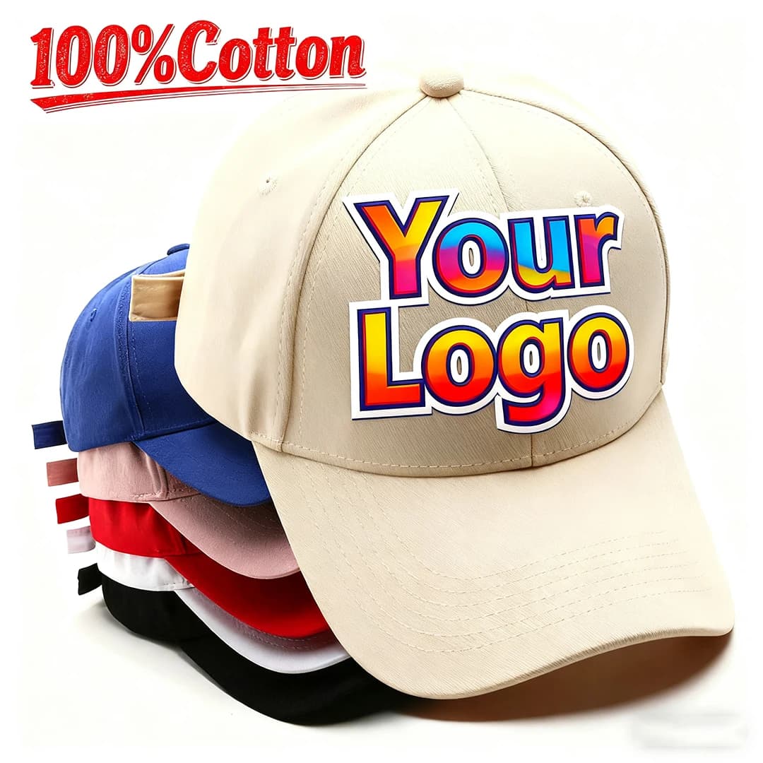 High Quality 100% Cotton Men's Baseball Cap Custom Logo Embroidery Adjustable Hats Outdoor Sports Hats with Adult Hip Hop Visiera