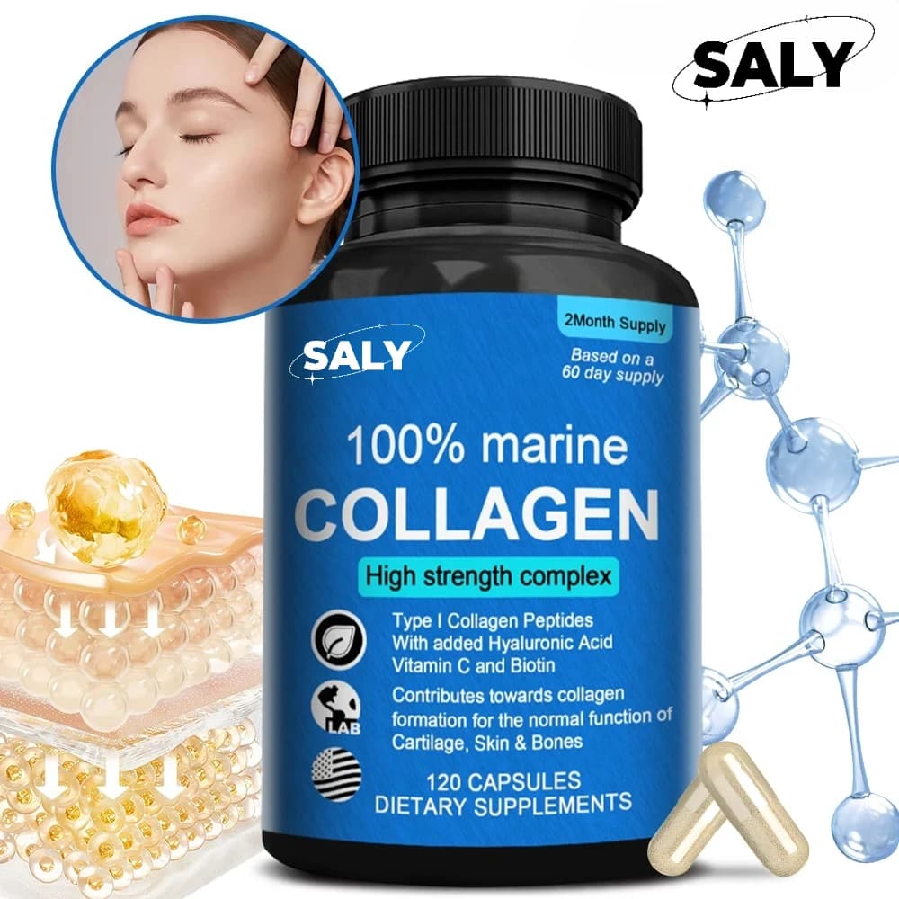 100% pure marine collagen type 1 - Hydrolyzed collagen Peptides, enriched with hyaluronic acid and vitamin C for men and women