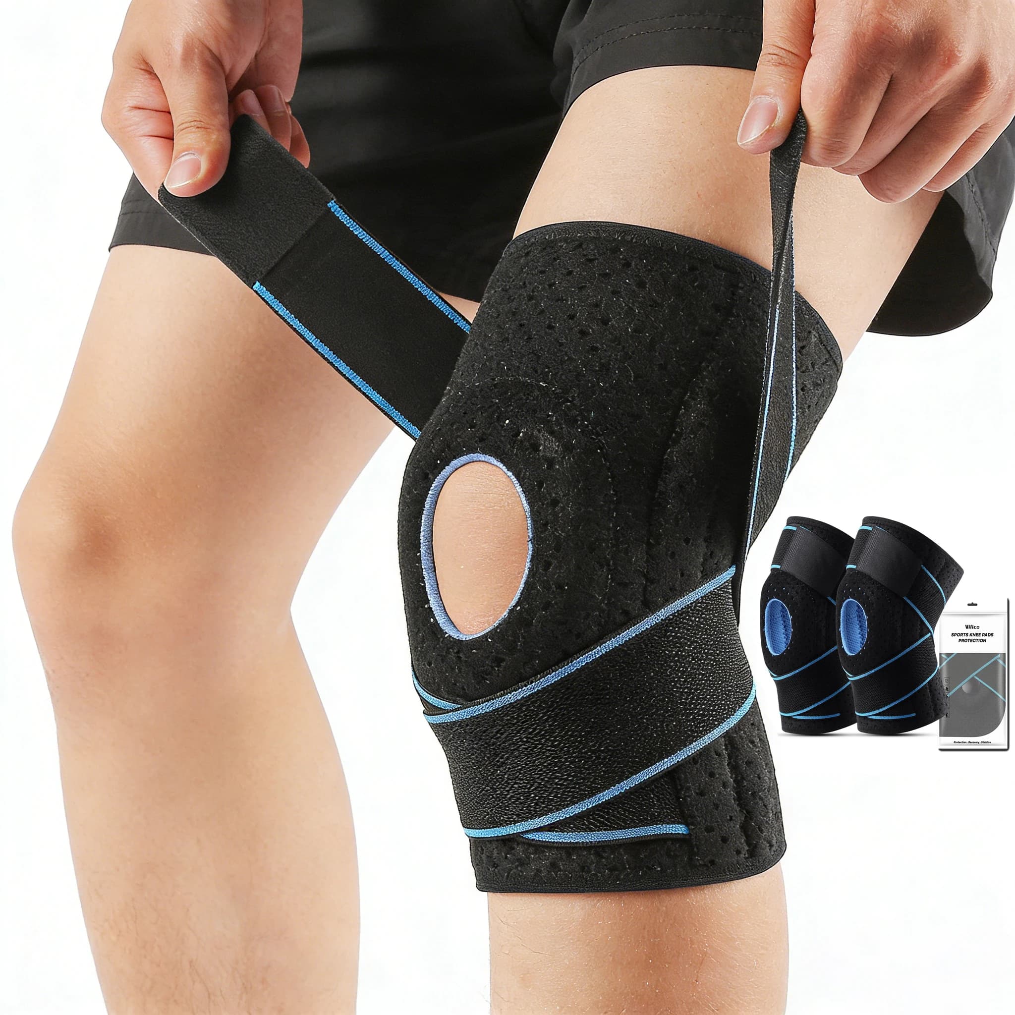 1 pezzo di ginocchiera a compressione per strappo di menisco donna uomo, cinghia di supporto tendine rotuleo per supporto dolore al ginocchio e recupero da infortuni