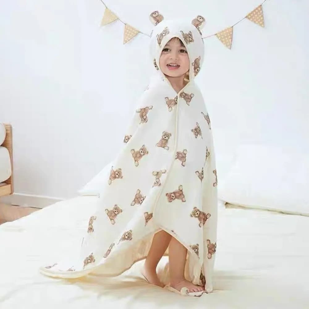 Cartoon Printed Kids gauze Bathroom Towel Four Layered Soft Mantle Towel for Animated cartoons Absorbent and comfortable towel for children