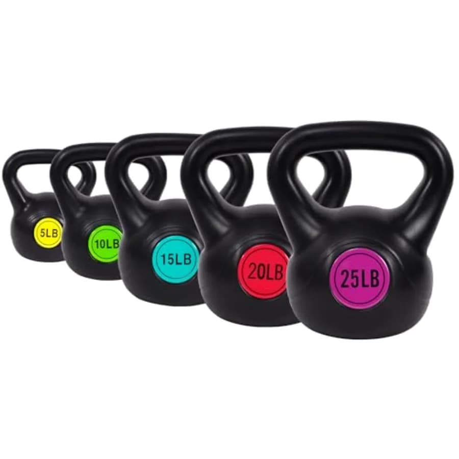 Set di Kettlebell da 30, 45, 50, 75 libbre, 3 o 4 Pezzi, per Allenamento di Forza, in Acciaio Nero, Varie Dimensioni