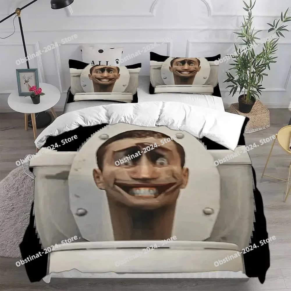 Gioco Skibidi Toilet Arale Piumino stampato Copripiumino Federa Set biancheria da letto Lenzuolo Copripiumino Completo Queen King Size