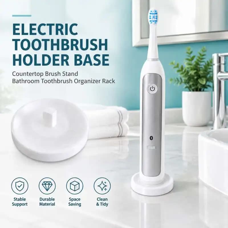 Electric Toothbrush Holder Base Countertop Brush Stand Bathroom Toothbrush Organizer Rack