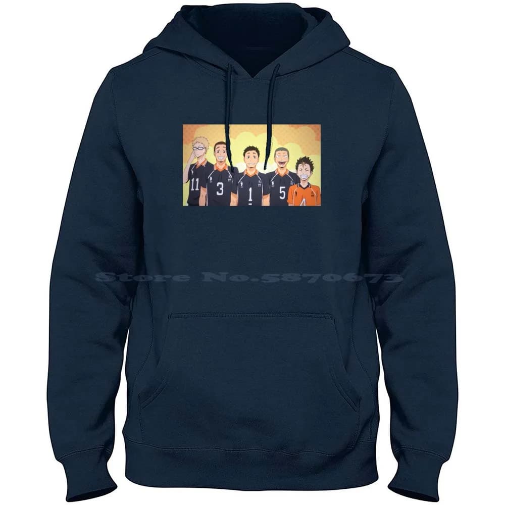 -Karasuno Smile 100% puro cotone felpa con cappuccio Tshirt Karasuno Anime casattrofico azuminiera Yu Nishinoya Daichi Sawamura Kei Tsukishima