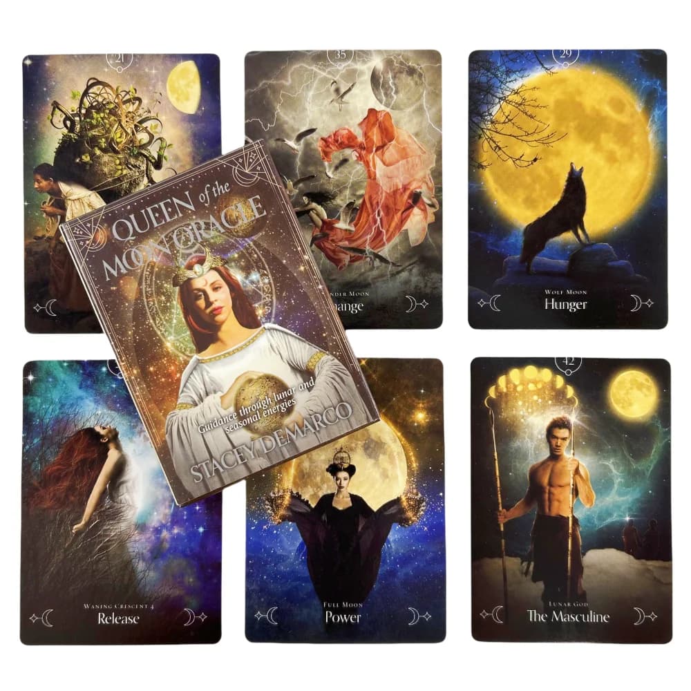 Carte Oracolo Queen Of The Moon, un mazzo di 44 tarocchi in edizione inglese per divinazione, giochi da tavolo