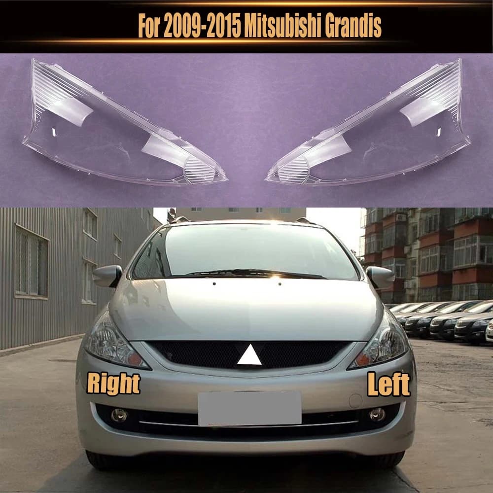 Per il 2009-2015 Mitsubishi Grandis Faro Anteriore Borsette Paralume Trasparente Copertura Del Faro Plexiglass Sostituire L'obiettivo Originale