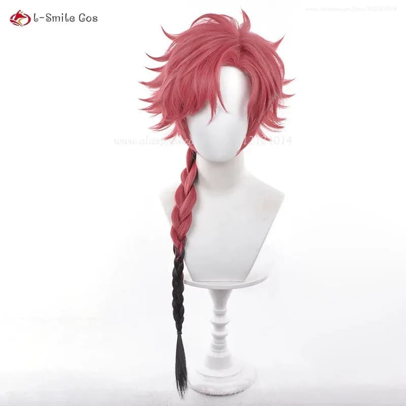 Vena 80 cm Rosso Nero Sfumato Torsione Parrucche Cosplay Anime Capelli sintetici resistenti al calore Halloween + Cappellino per parrucca