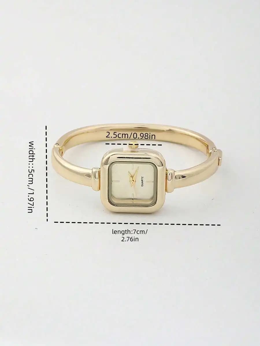 Orologio al Quarzo da Donna Minimalista con Quadrante Quadrato e Cinturino in Lega