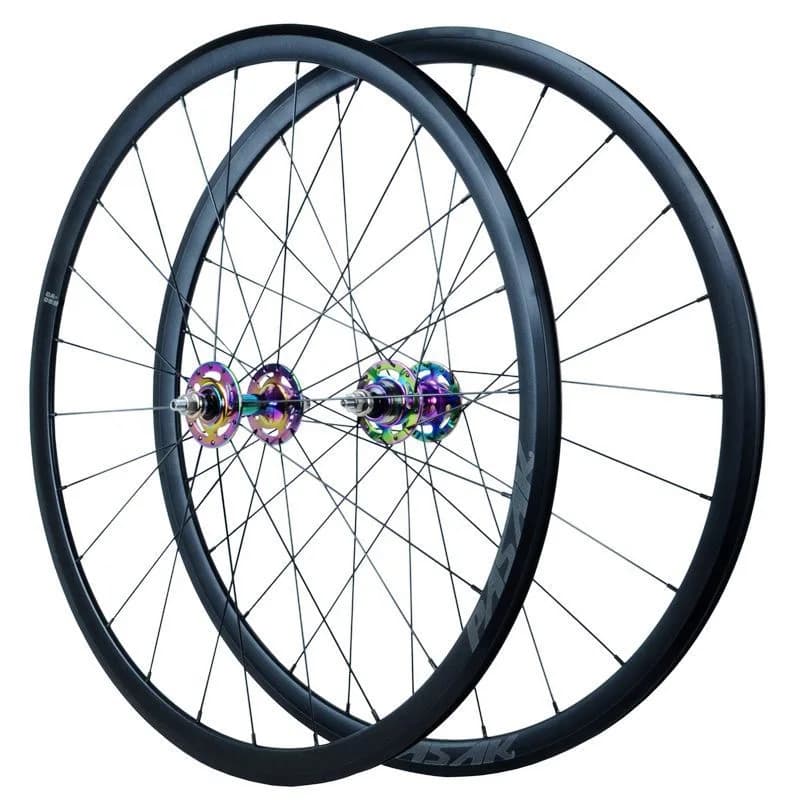 Set di ruote per bicicletta 700C da corsa/volo morto/telaio alto 30mm in lega di alluminio a denti fissi volano morto set Peilin Flower Drum