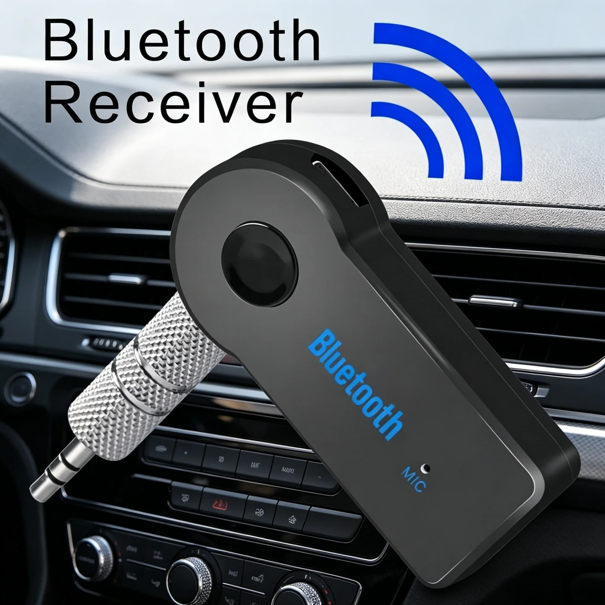 Bluetooth 5.0 Audio Receiver with 3.5mm AUX Adapter for Auto, Stereo Vivavoce Converter for Cell Phone, Wireless Adapter for Car
