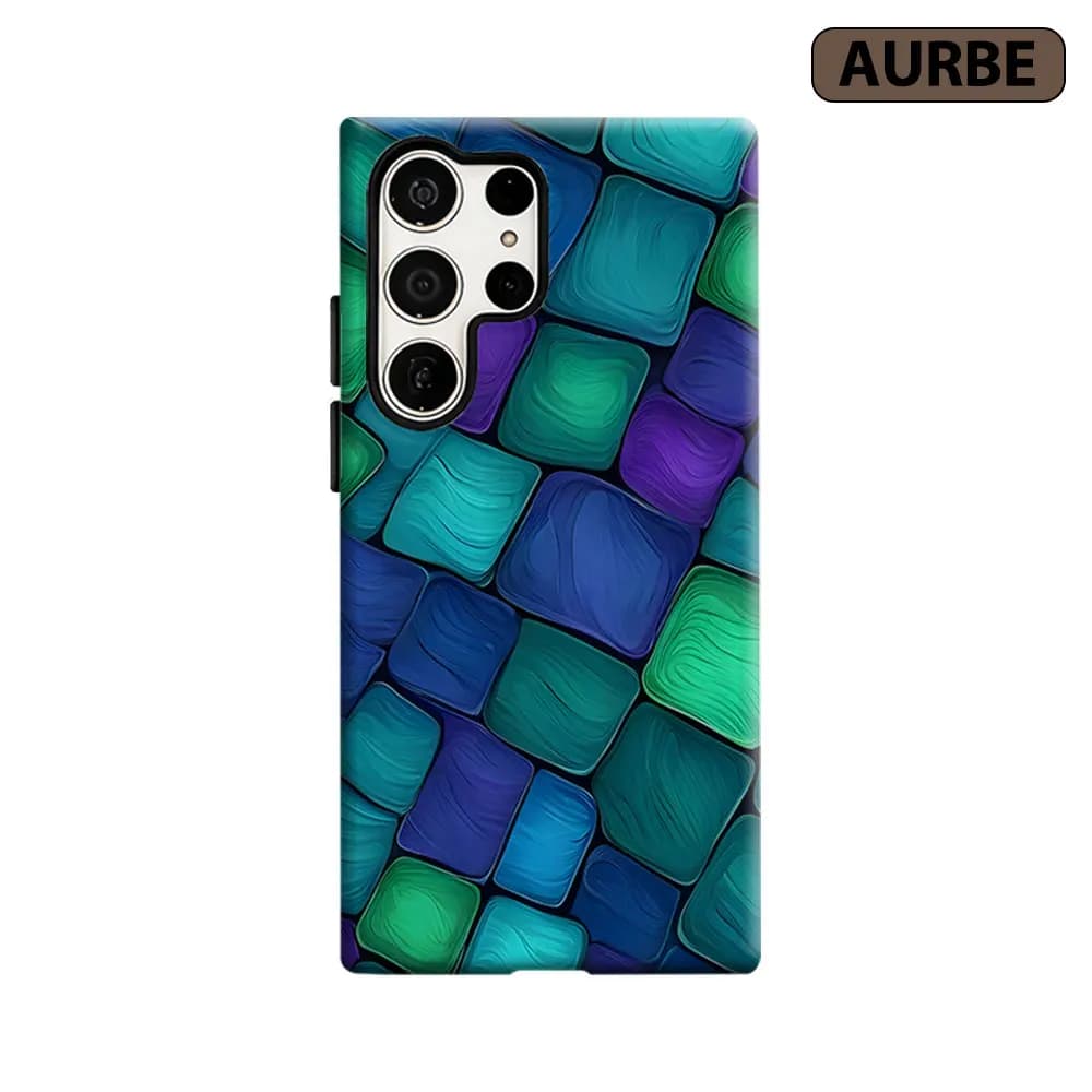 Swirl Tile Mosaic Phone Case For Samsung Galaxy S26 S25 S24 S23 Ultra Plus HD Hard Double Layer Film Cover