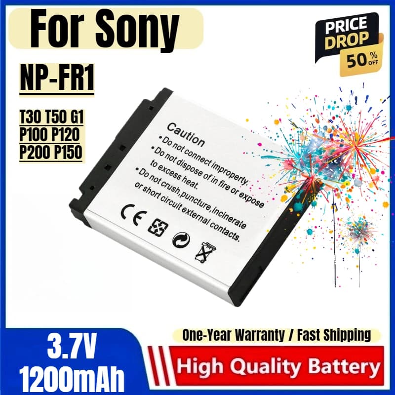 Batteria NP-FR1 3.7V 1200mAh Batterie ricaricabili e caricabatterie per Sony T30 T50 G1 P100 P120 P200 P150 Batteria per fotocamera