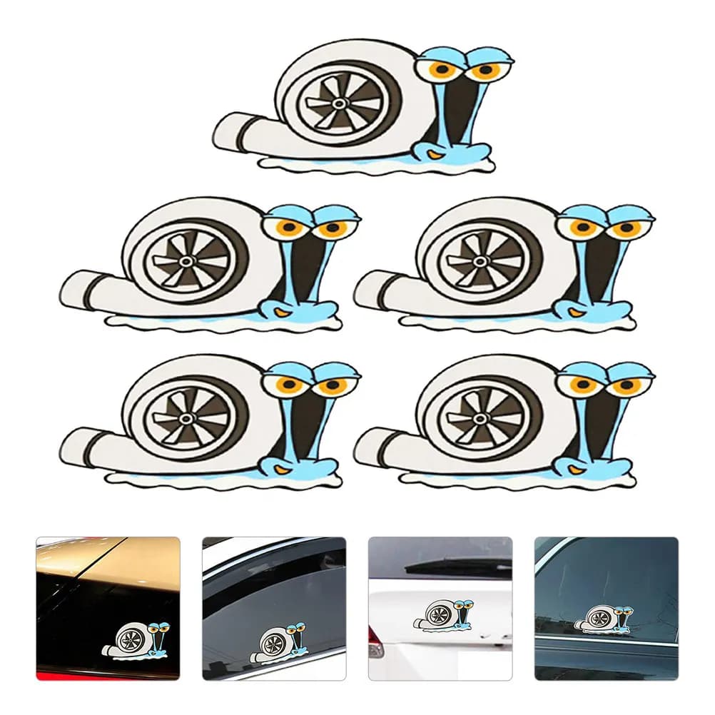 5 adesivi per auto, adesivi riflettenti a forma di lumaca, impermeabili, durevoli, autoadesivi, decorativi per porte, in materiale PET, senza residui, resistenti