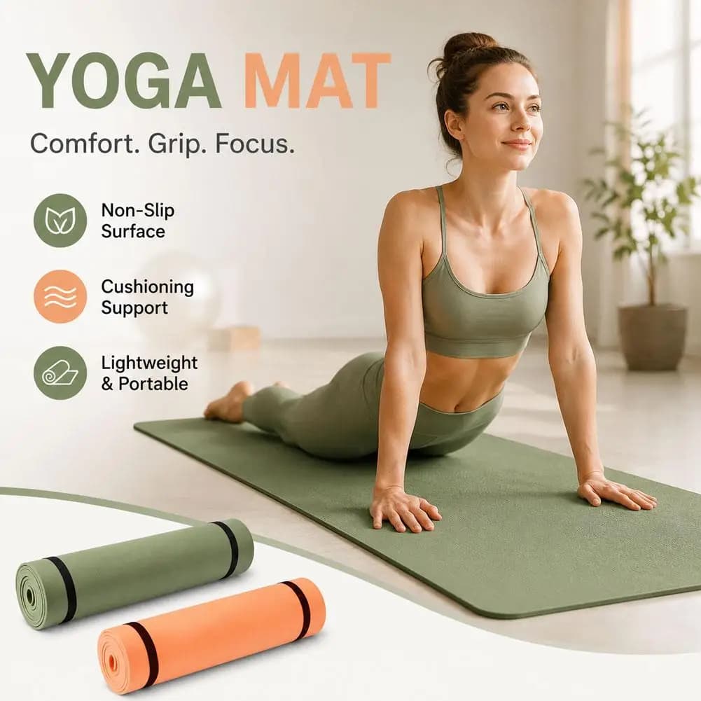 Yoga Mat Pilates Fitness Mat Thicknes Non Slip Yoga Cushion Travel Fitness Exercise Pad for Women Pilates Gym Workout Training