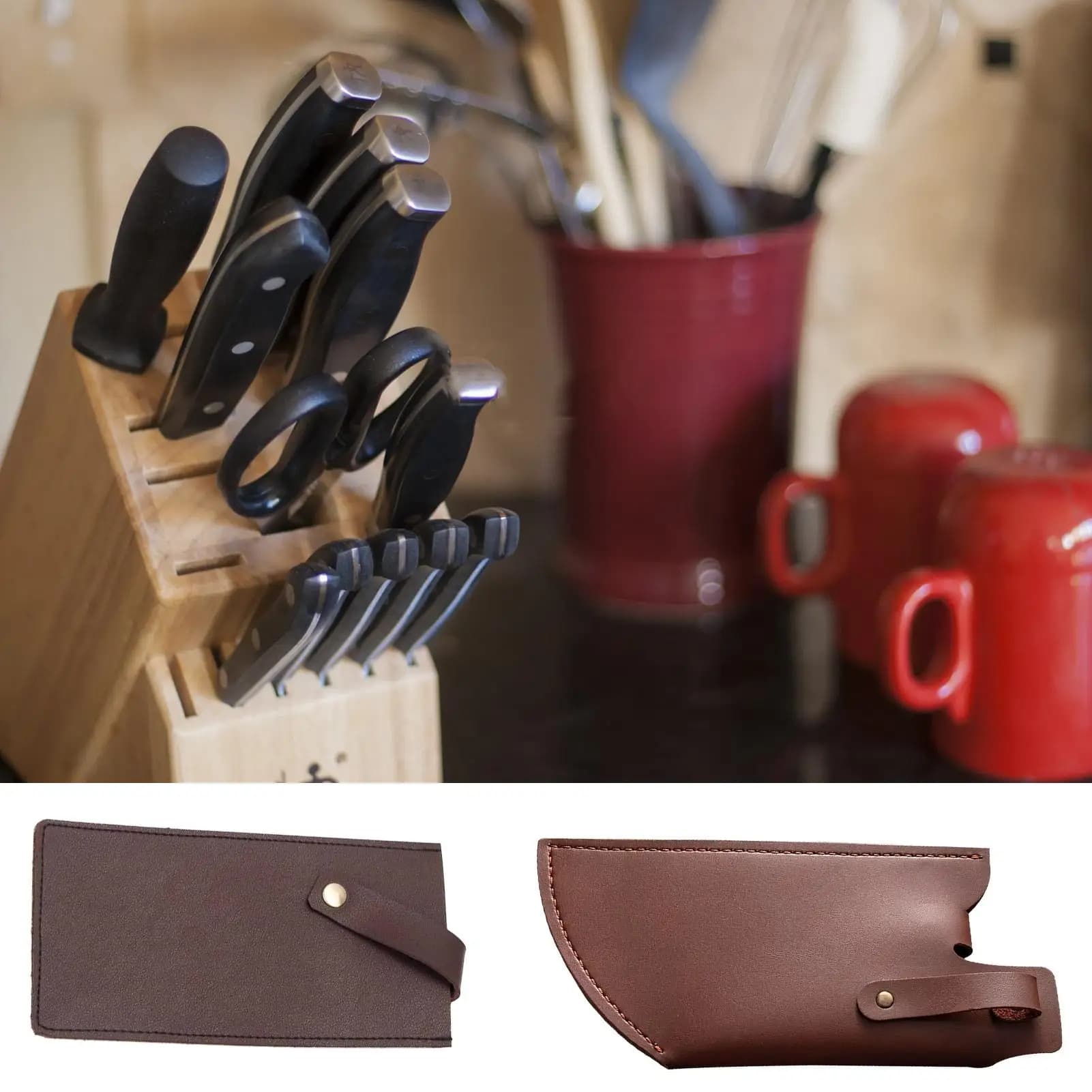 Guaina Protettiva Antiforatura per Coltello da Macellaio, Impermeabile in Similpelle, Fodero Durevole per Coltello da Chef, Protezione per Uso Quotidiano in Cucina