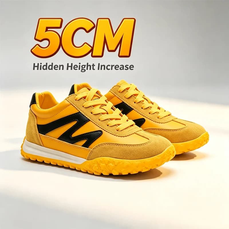 Men Hidden Height Increase 5CM Retro Trainer Sneakers Lace Up Anti Slip Rubber Sole Casual Elevator Shoes For Outdoor Trendy