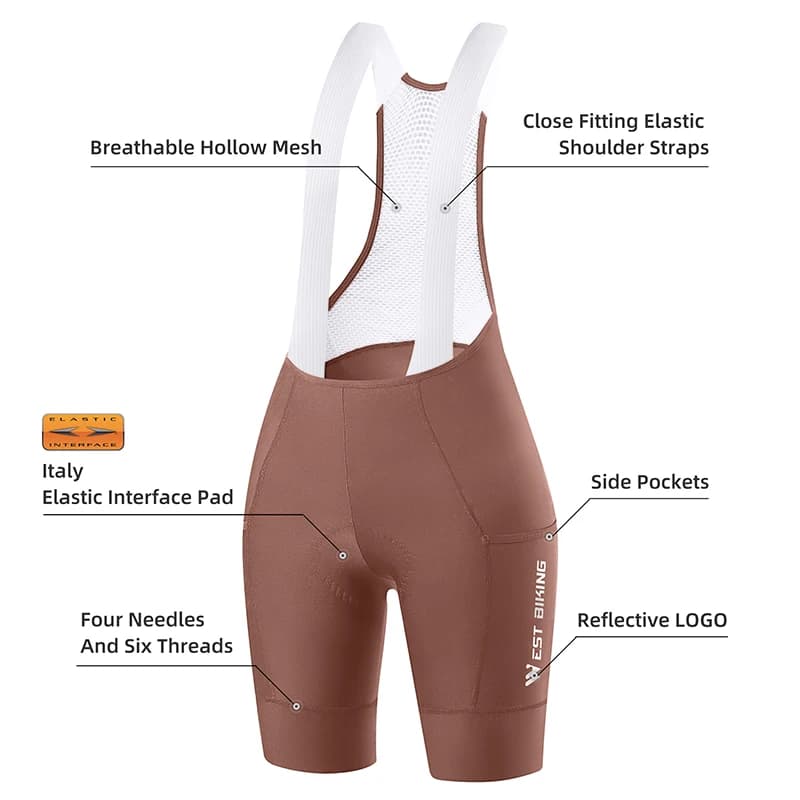 WEST BIKING Pantaloncini da Ciclismo con Bretelle Seamless 5.0 con Imbottitura ELASTIC-INTERFACE Italia, Anti-UV, Asciugatura Rapida, da Donna