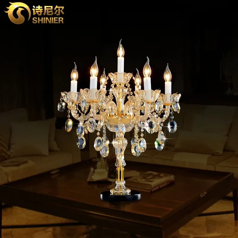 for European Crystal Table Lamp Modern Simple Bedroom Bedside Light Luxury Atmosphere Hotel Decorative Desk Lamp Factory