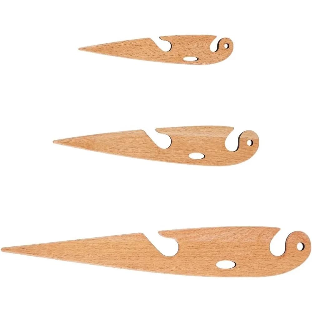 3Pcs Beech Wood Weaving Shuttle Knitting Loom Shuttles Handcrafted Knitting Loom Tools for Tapestry DIY Craft Weaving