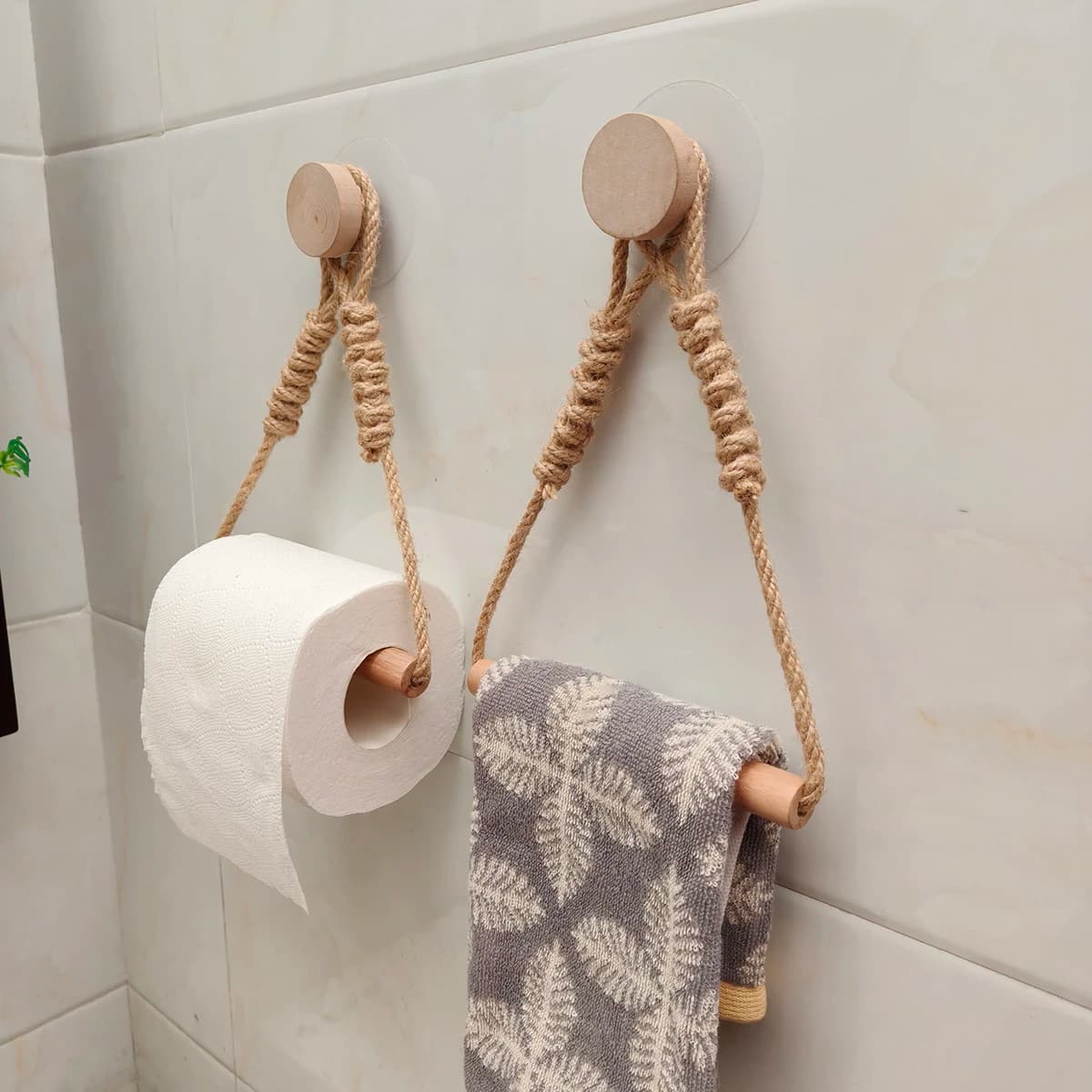 Portarotolo da parete in legno per carta igienica, accessori bagno, porta salviette per WC (1 o 2 pezzi)