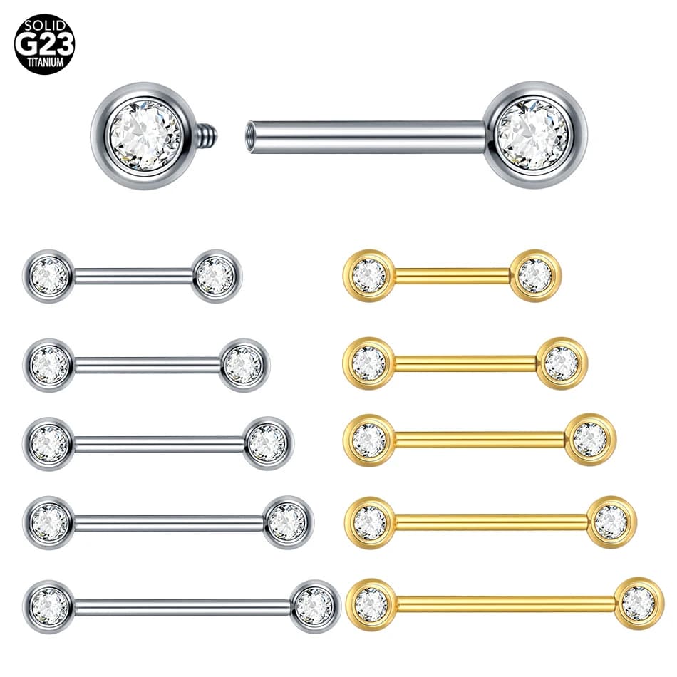 1/5PCS Titanio Filettatura Interna Capezzolo Bilanciere di Cristallo Zircone Anello Del Seno per Le Donne Sexy Capezzolo Mamilo Piercing Gioielli 14G
