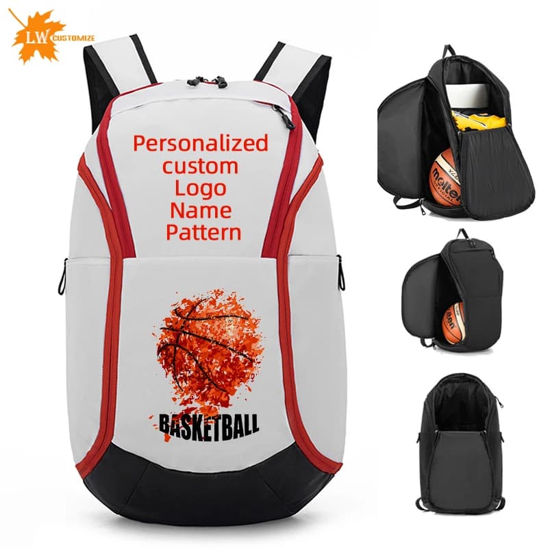 Borsa portaoggetti da basket Logo personalizzato Separazione asciutta e bagnata Vendita all'ingrosso di zaini da calcio da basket con motivo con nome stampato