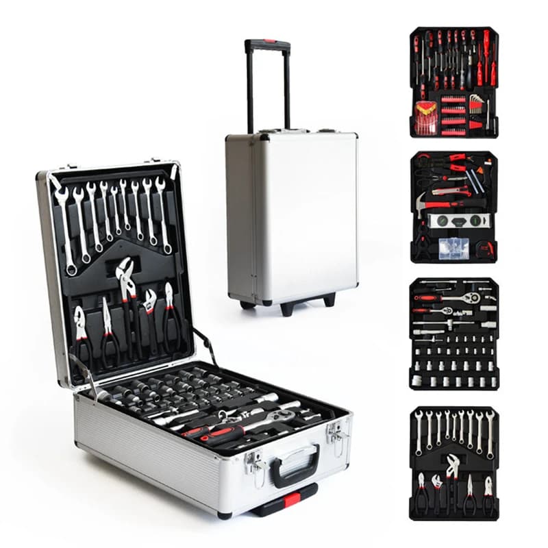 186 Pieces Aluminum Case Trolley Mechanic Auto Repair Socket Wrench Tool Hand Tool Set Tool Box