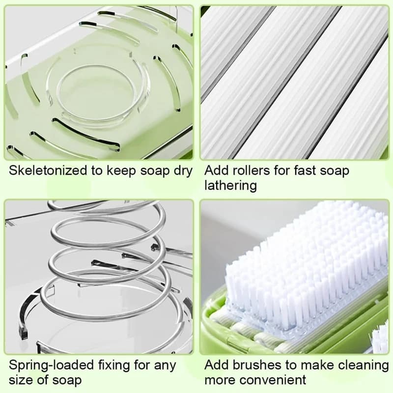 Schiumogeno soap dish with brush, Bolle soap dispenser Portable for travel, Laundry, Bathroom, Gym