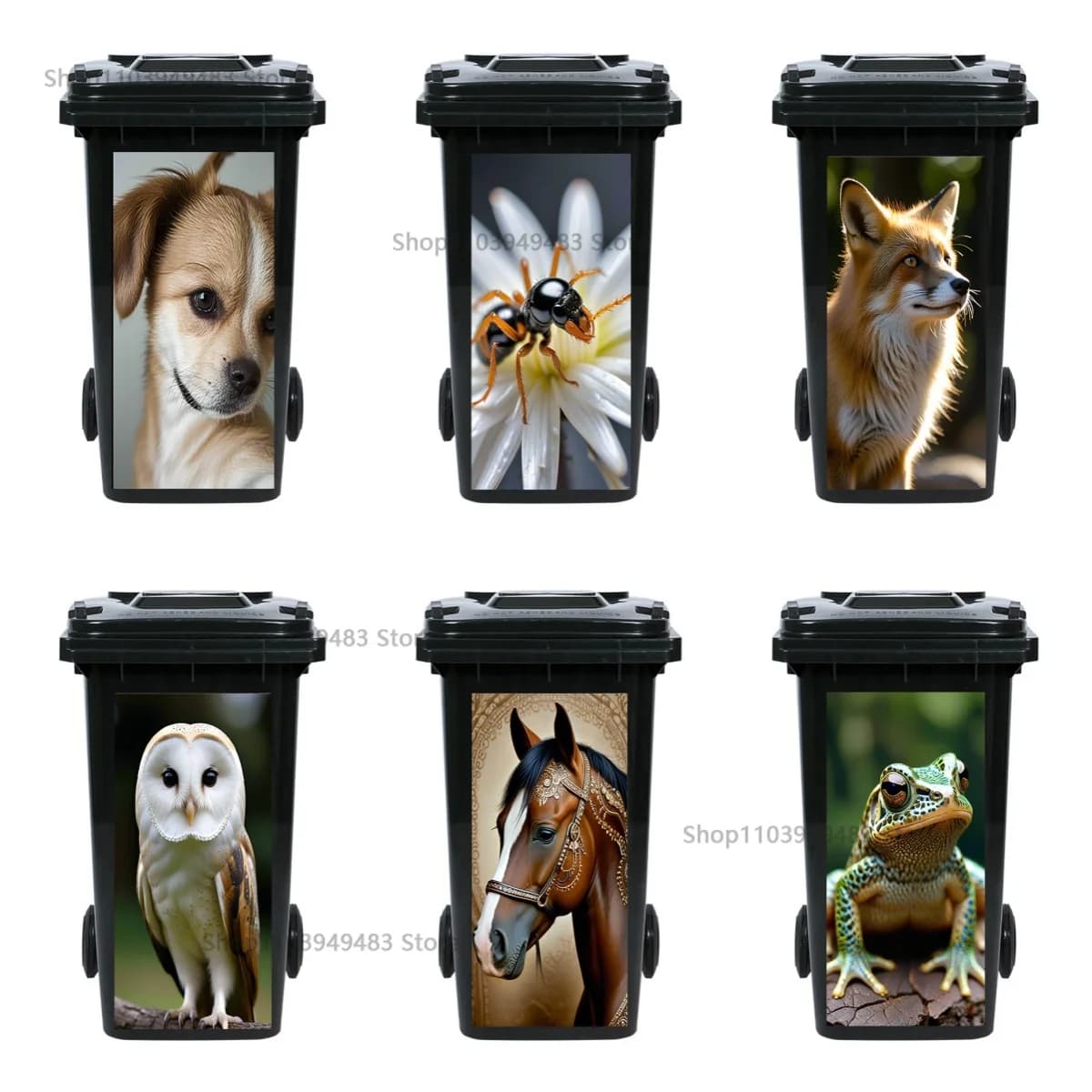 Animali Insetti Volpe Cavallo Adesivi autoadesivi per pattumiera Riciclaggio Eco-friendly Wheelie Bin Adesivo Ristrutturazione Decalcomania murale