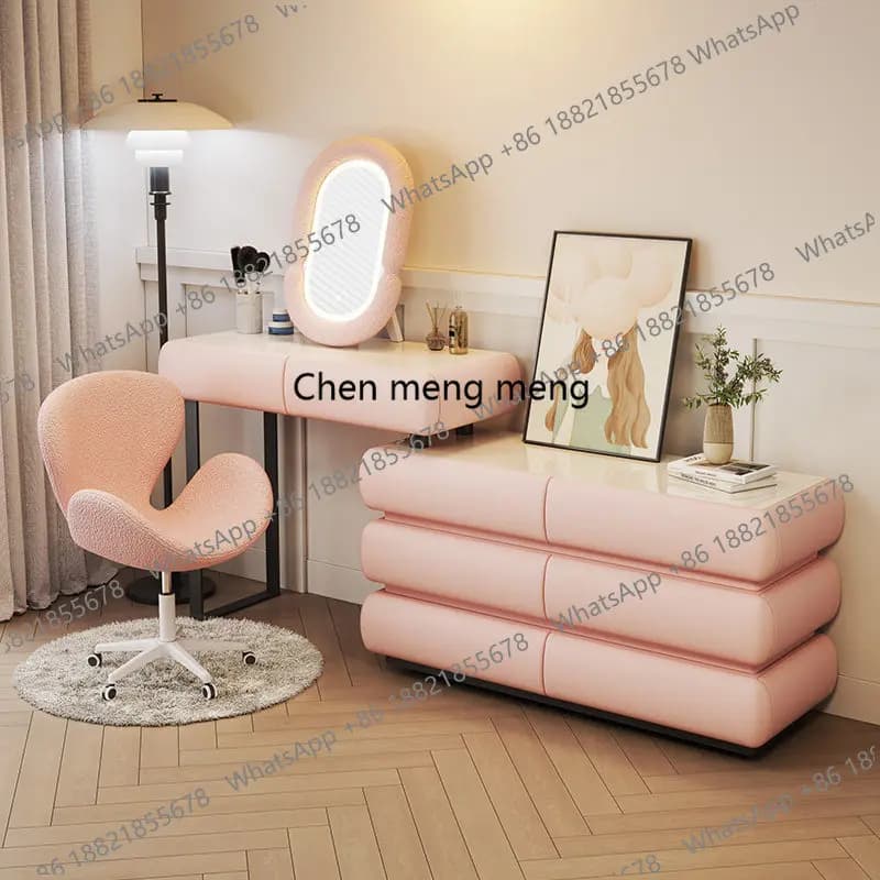 Organizer per la Conservazione, Sgabello da Toeletta, Scaffali, Armadietto con Specchio Moderno di Lusso, Toeletta Compatta e Graziosa per Camera da Letto, Mobili