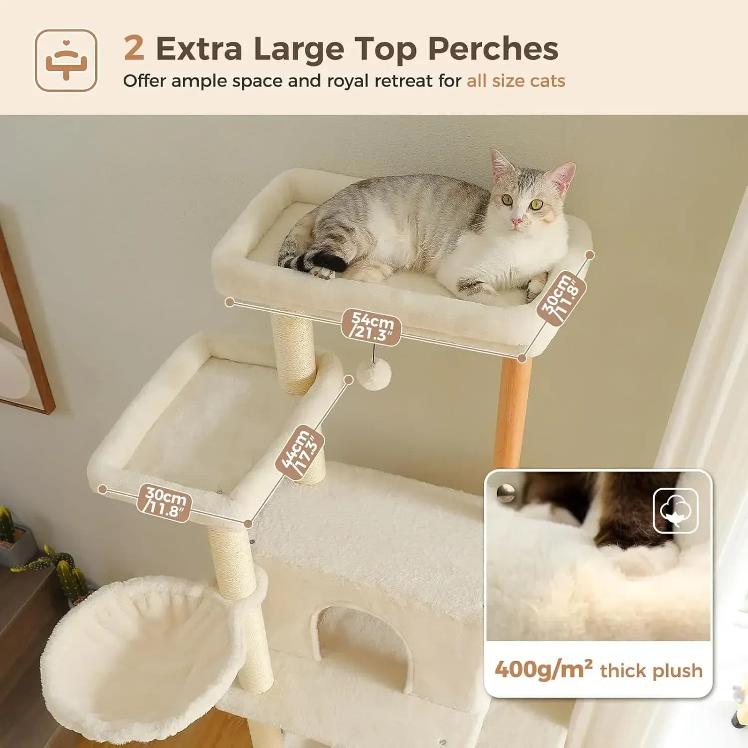 Offerta Lampo, Liquidazione! Grande Albero per Gatti da Interno, 185 cm di Altezza, con 2 Amichevoli Amache Spaziose, 2 Grandi Letti Superiori, 8 Posti di Grattatura