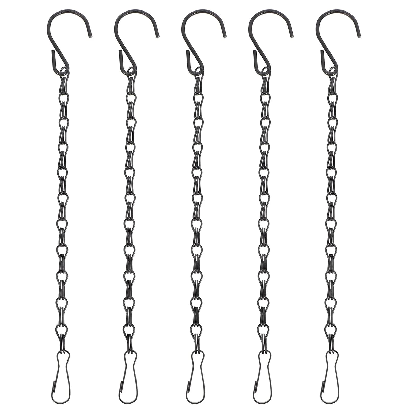 5Pcs Black Double Hook Iron Hanging Chain for Bird Feeders Planters Signs Lanterns Wind Chimes Outdoor Indoor Decorative